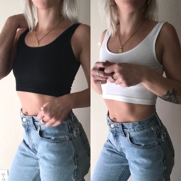 Tops - Set/two Cropped Black and White Tanks